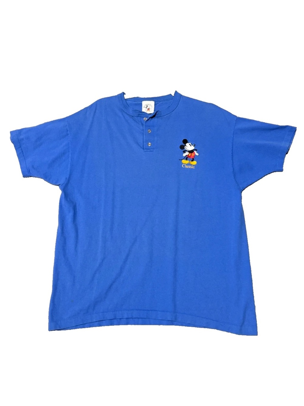 Vintage Disney Mickey Mouse Classic Embroidered Henley T-Shirt One Size